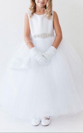 Girls Tulle and Satin Communion Dress With Sashes FGD503
