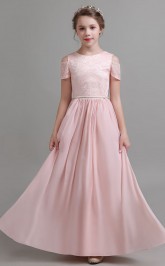 Pink Chiffon Kids Formal Dress Junior Bridesmaid Dress JFGD027