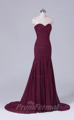 Trumpet/Mermaid Dark Burgundy Satin Chiffon Floor-length Prom Dress(PRBD04-S507)