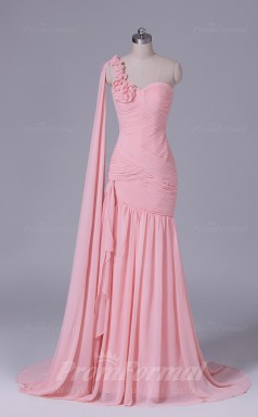 Trumpet/Mermaid Pink Chiffon Floor-length Prom Dress(PRBD04-S545)