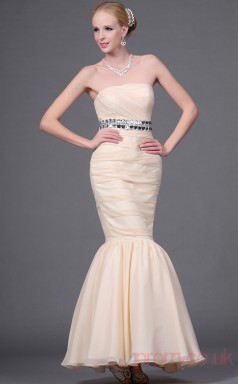 Pearl Pink 100D Chiffon Trumpet/Mermaid Strapless Floor-length Prom Dress(BD04-453)