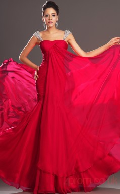 Red 100D Chiffon Trumpet/Mermaid Off The Shoulder Sweetheart Floor-length Prom Dress(BD04-513)