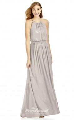 DASUK6754 Plus Sides A Line Halter Gray 93 Sequined With Covered Back Bridesmaid Dresses
