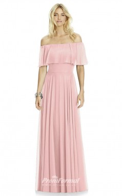 DASUK6763 Plus Sides A Line Off the Shoulder Pink 12 Chiffonper Bridesmaid Dresses