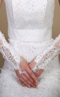 Long Beading Lace Fingerless Bridal Golves GLA015