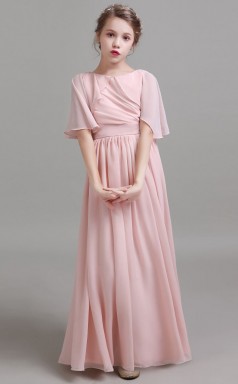 Pink Chiffon Child Formal Dress Junior Bridesmaid Dress JFGD026