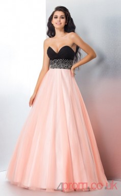 Pink Tulle Sweetheart Floor-length A-line Quincenera Dress(JT2015)