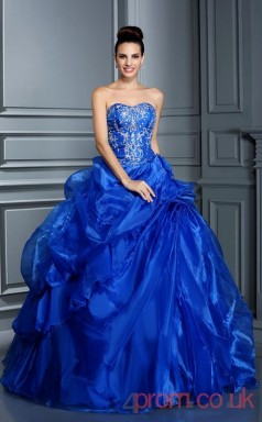 Royal Blue Organza Sweetheart Floor-length Ball Gown Quincenera Dress(JT2062)