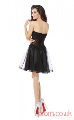 Black Tulle Lace A-line Mini Sweetheart Graduation Dress(JT2312)