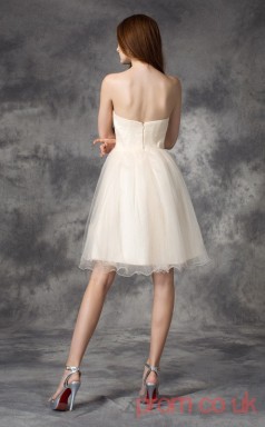 Ivory Tulle A-line Mini Sweetheart Graduation Dress(JT2411)
