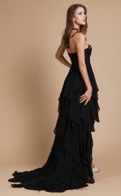 Princess Chiffon Black Sweetheart Long Evening Dress(JT2655)