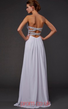 White Chiffon A-line Sweetheart Floor-length With Split Front Evening Dresses(JT2733)