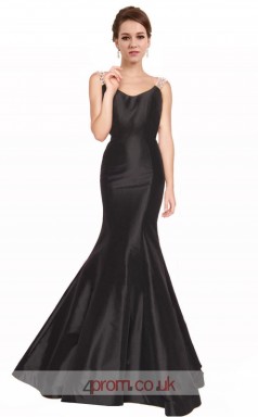 Black Taffeta Mermaid V-neck Long Prom Dress(JT3587)