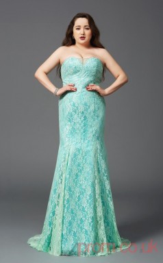 A-line Midium Turquoise Chiffon Sweetheart Sleeveless Floor-length Plus Size Dress(PLJT8026)
