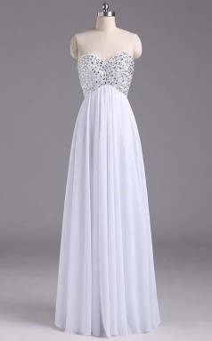 Sweetheart Chiffon Backless Long White Evening Prom Dress  JTB2051