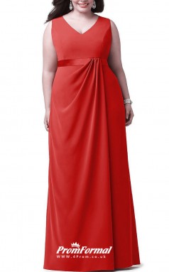 Red Long  V-neck Bridesmaid/Party Dresses PPBD014