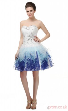 Mix Color Chiffon Tulle Sequined Princess Sweetheart Sleeveless Cocktail Dress(JT4-SH0068)