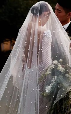 Wedding Veil  with Pearls 2Mx1.5M VE024