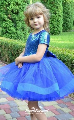 Lovely Spring Summer Sequins Short Sleeves Toddler Christmas Fancy Dress With Bow Birthday Party Dress for Weddings Aged 2-10 Years FGD456
