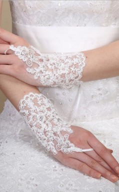Gilrs Lace Beading Fingerless Gloves GL006
