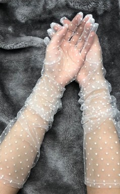 Classic Five Lace Spots Full Fingers 50s Rockabilly Wedding Gloves GLA001